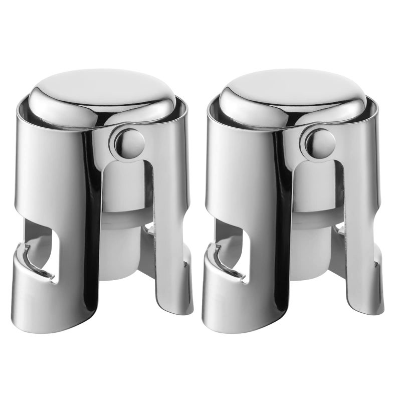 BETTFOR Champagne Stoppers with Stainless Steel Champagne Saver with Food Grade Silicone Leak proof Keep Fresh Suitable for Champagne  Cava  Prosecco and Sparkling (Silver  2 Pack) - Image 1